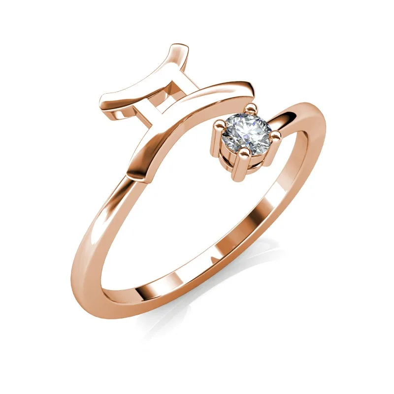 

Daisini Gemini Constellation Ring Lady Personality Representative Ring with Crystals From Swarovski Opening Tail Ring Jewelry