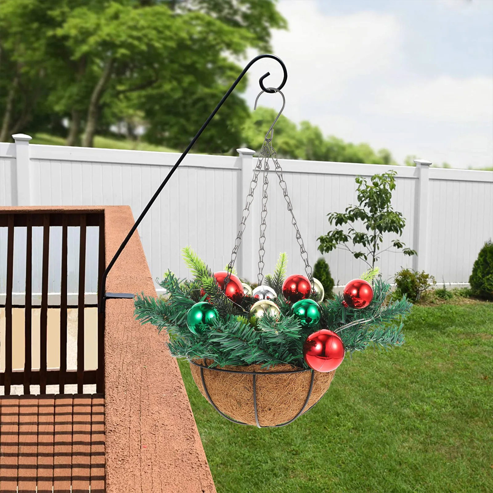 

Christmas Glowing Flower Basket H1 20 Artificial Hanging Baskets Bright Color Plastic Iron Festival Decor Pendant