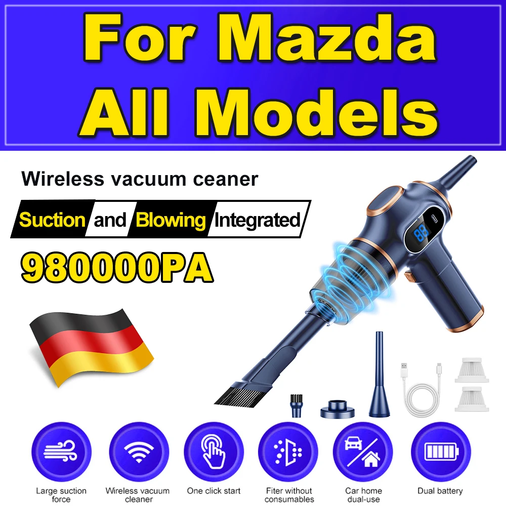 980000Pa Car Vacuum Cleaner Handheld Cordless Strong Suction Car Vacuum Cleaner Cleaning Machine Portable For Mazda All Models