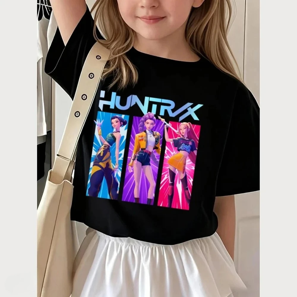 

2026 Hot Kpops Demon Hunters Clothing Party Supplies Casual Cotton T-shirt Boys Short Sleeve Girl Clothes Base Tee Tops