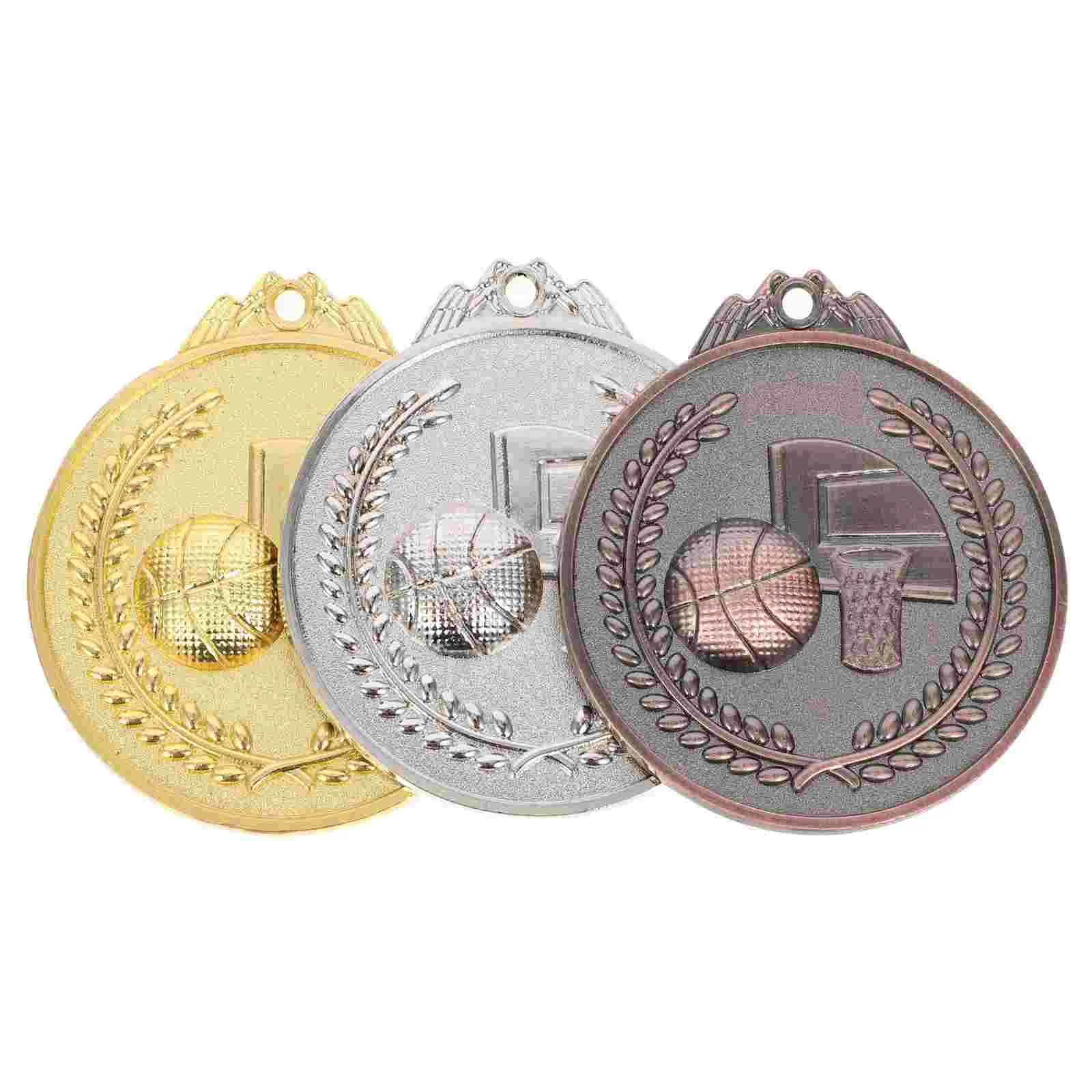 

3 Pcs The Medal Champions Award Medals Running Metal Silver Sports Winner Basketball Competition Child