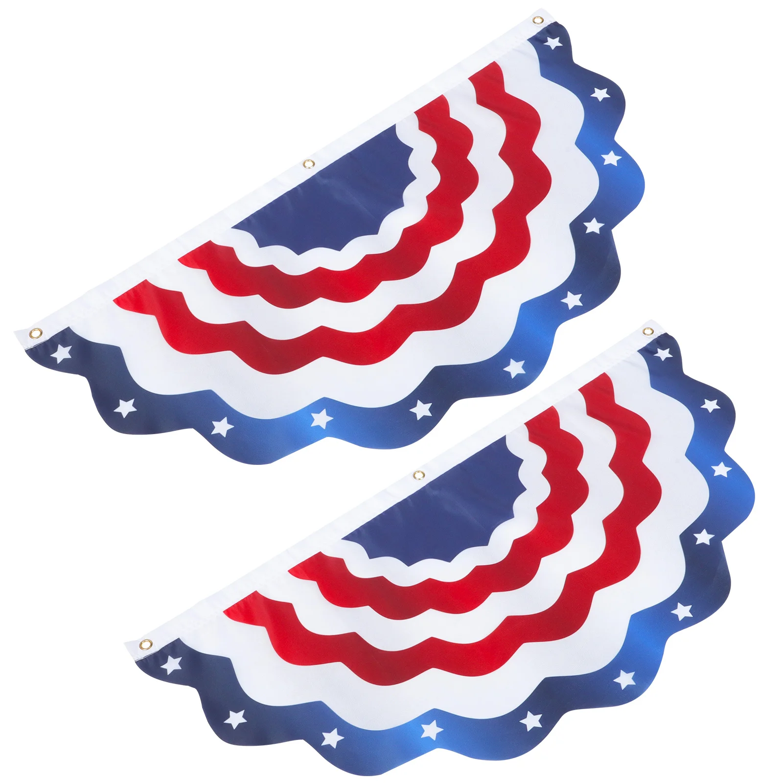 

2Pcs American Flag Bunting Usa Fan Flag Garden Banner for Outdoor Indoor Patriotic Party and Independence Day Decoration