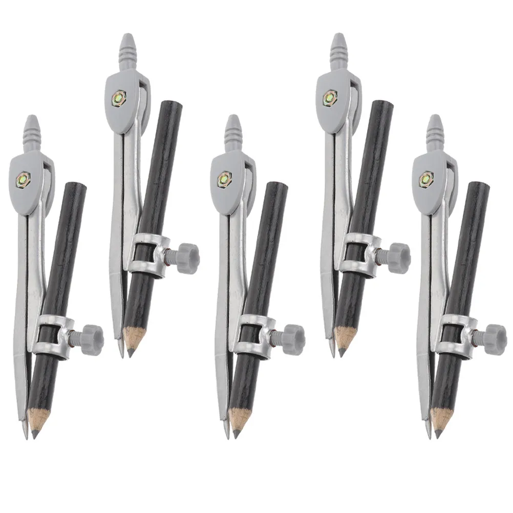 

5Pcs Math Compass for Geometry Drawing Circles Precision Drafting Tool Student Stationery Kit for School Art Projects