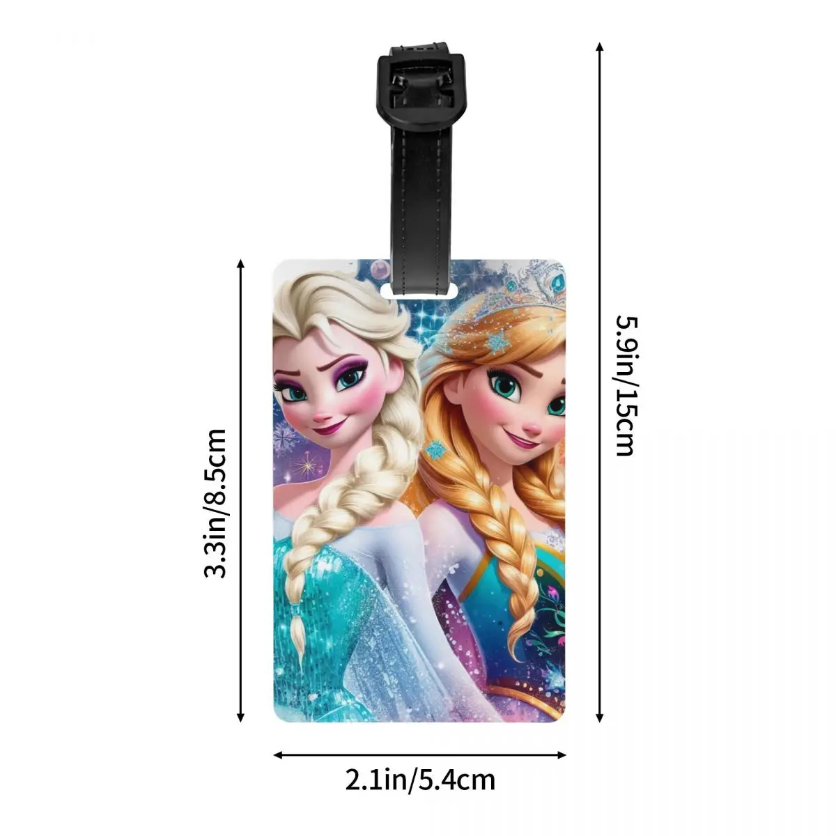 แท็กกระเป๋าการ์ตูน Elsa และ Anna แบบกําหนดเองพร้อมนามบัตรแช่แข็งความเป็นส่วนตัวปกป้าย ID สําหรับกระเป๋าเดินทางกระเป๋าเดินทาง