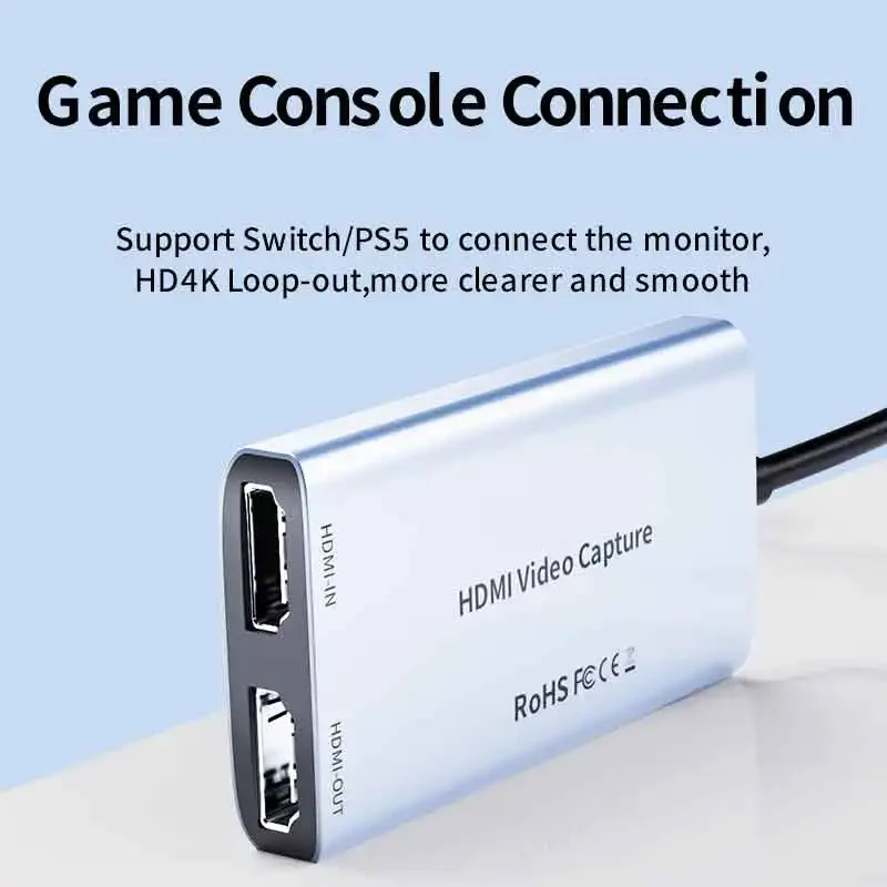 Unnlink-HDMI Video Capture Card, Loop Out, Gravação de jogos, Live Streaming, 1080P, USB 3.0, Type-C Grabber para PS4, 5 Switch, 4K