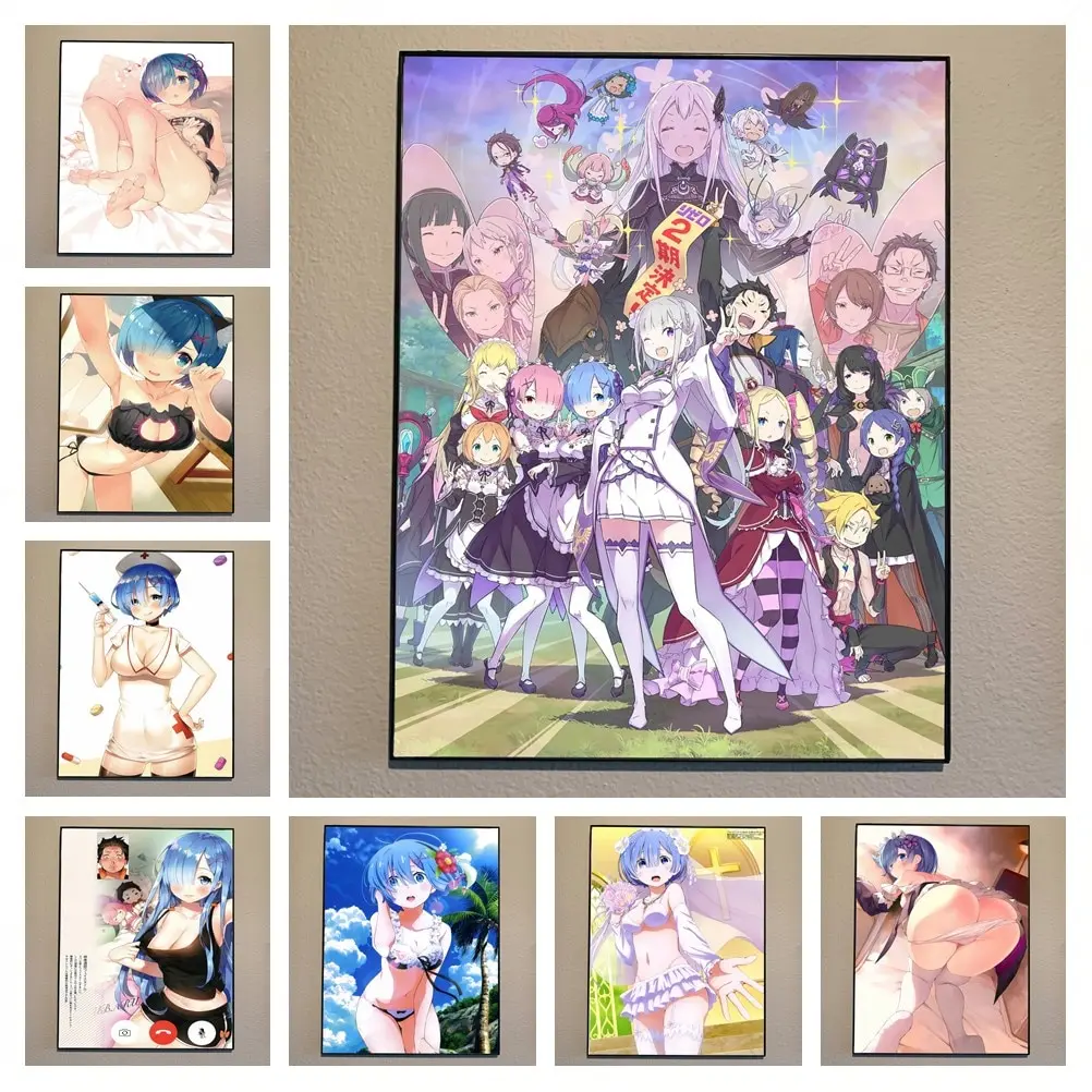 Póster de Anime Re Zero, chica de Anime Sexy, lienzo artístico, decoración de pared estética para el hogar o la habitación, regalo perfecto para amantes del Anime decorativo