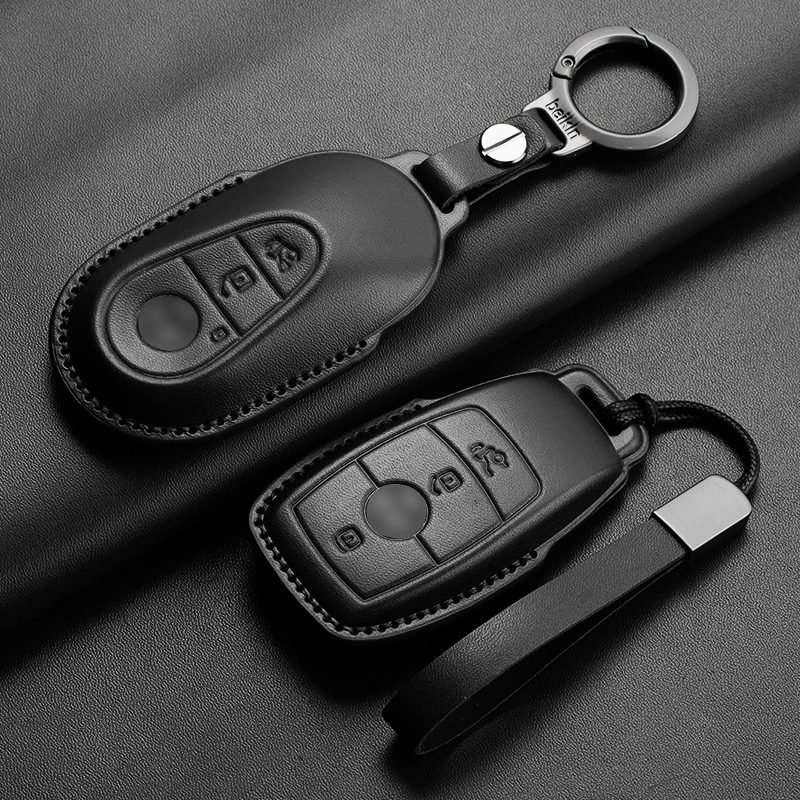 Leather Car Remote Key Case Keychain Cover for Mercedes Benz e300l a200l c260l glc220 glb220 gle350 Vito E C A GLC GLE GLB Class