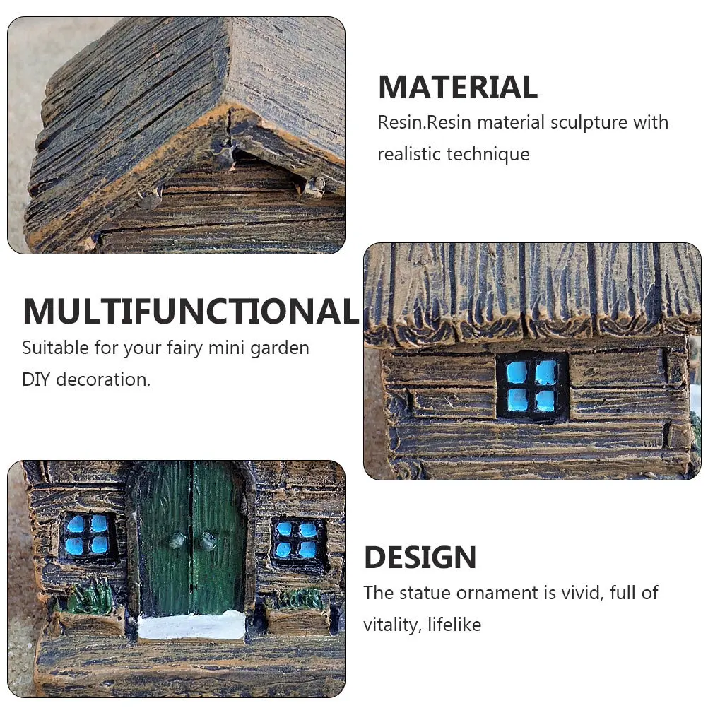

2Pcs Resin Wooden House Ornaments Micro Landscape Decor for Fairy Garden DIY Desktop Decoration Home Decoration Crafts