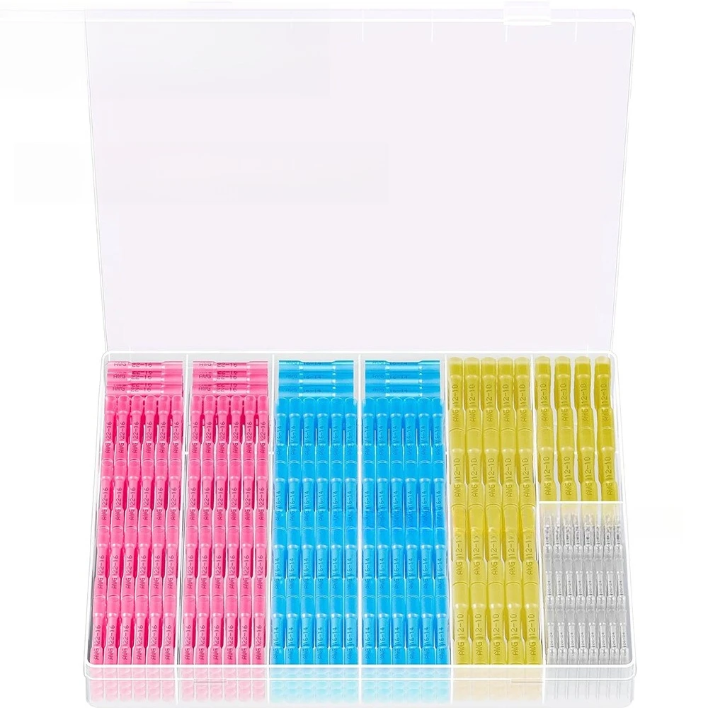 580PCS BHT Waterproof Heat Shrink Butt Connectors Kit, 0.5-5.5mm² Wire Splice Terminals Assortment Box
