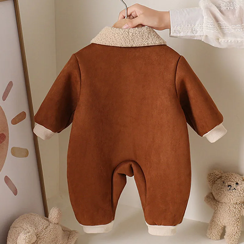 IYEAL Newborn Baby Snowsuit Infant Winter Coat Warm Fleece Cartoon Hooded Zipper Jumpsuit Outwear Romper