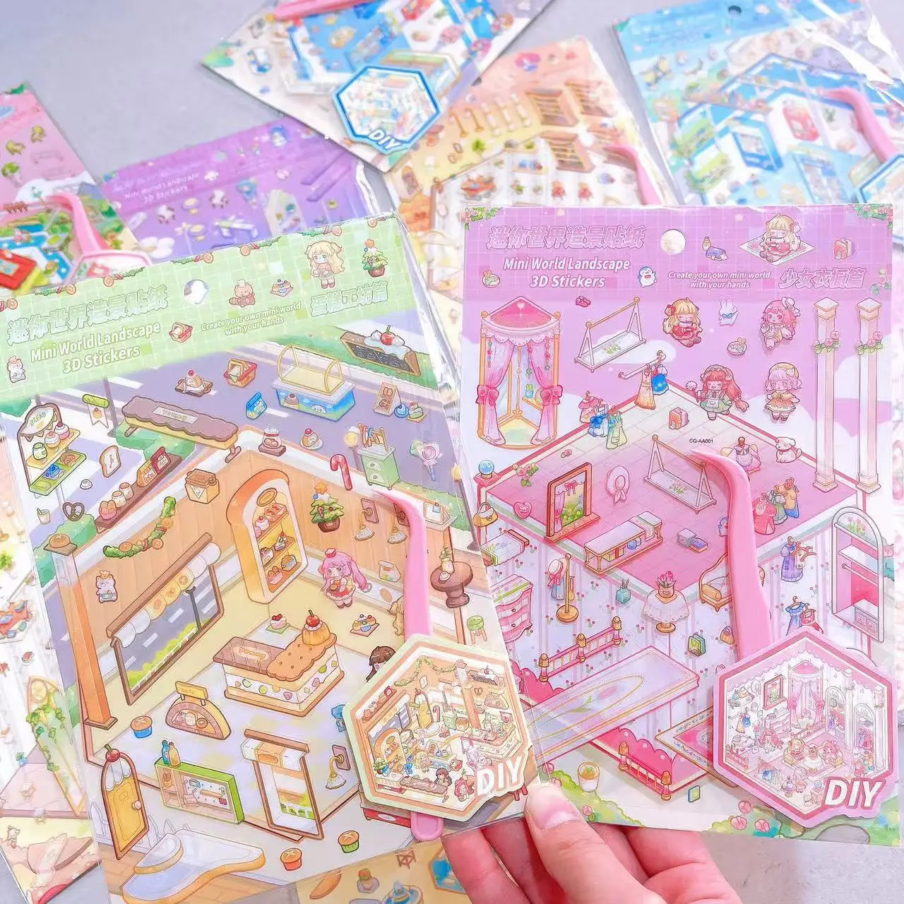 Mini mundo DIY pegatina de paisaje de dibujos animados bolsillo escena de cabina 3D apilamiento pegado regalo de cumpleaños de Navidad para chico