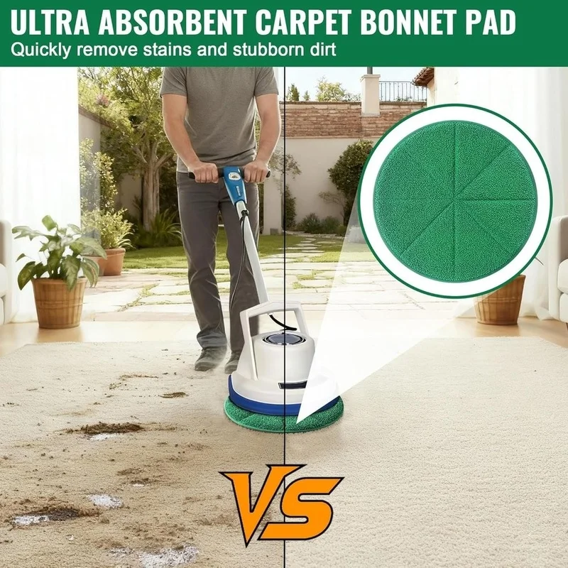 2 Pack 12" Microfiber Carpet Bonnet Pads for Orbiter ORB550MC ORB700MB ORB600MW Floor Machine, Buffing Pad 【A73 AcePro】 - view 3
