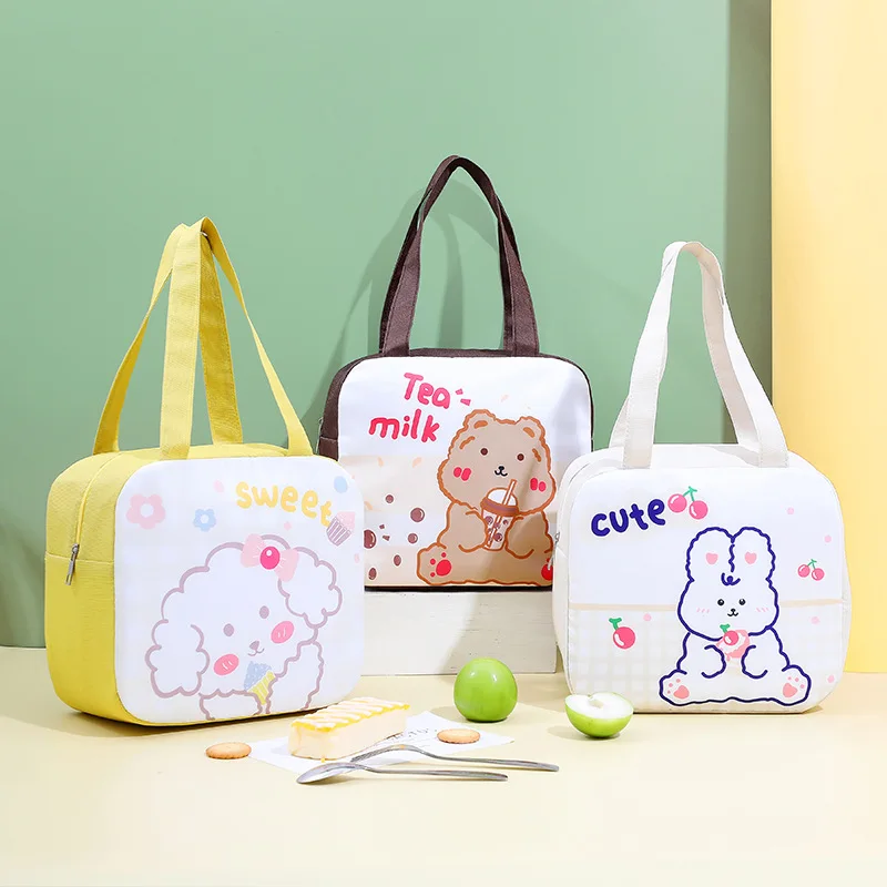 Outdoor Picnic Food Storage Bags Cartoon Cute Lunch Bag For Children Aluminum Insulation Keep Temperature Lunch Box Hangbag