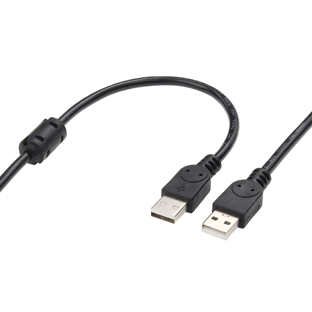 100pcs Double USB Computer Extension Cables Black USB2.0 Male To Male M/M Connector Adapter Cable Cord Wire