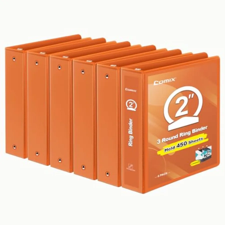 

3 Ring Binder with Clear View Cover " View Binder Holds 450 Sheets of US Letter Size Paper 6 Pack