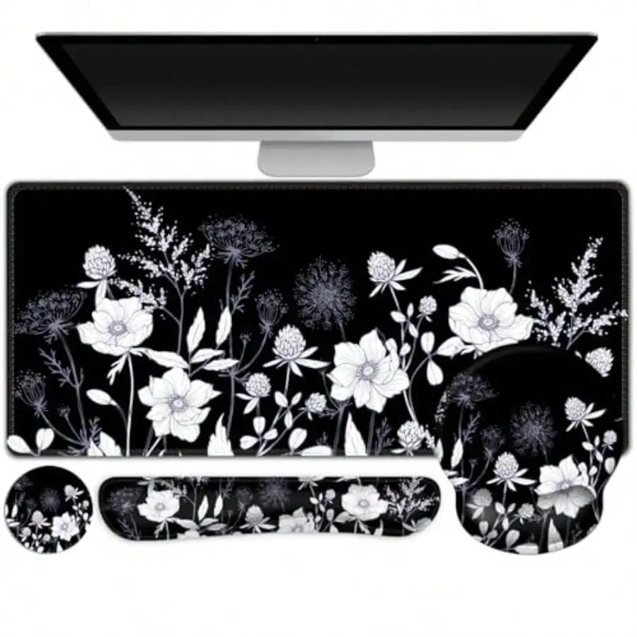 

Gaming Mouse Pad Large Desk Mat Cute Desk Pad Protector 4in1 XXL Mousepad + Keyboard Wrist Rest+Mouse Wrist Rest+Coaster Set