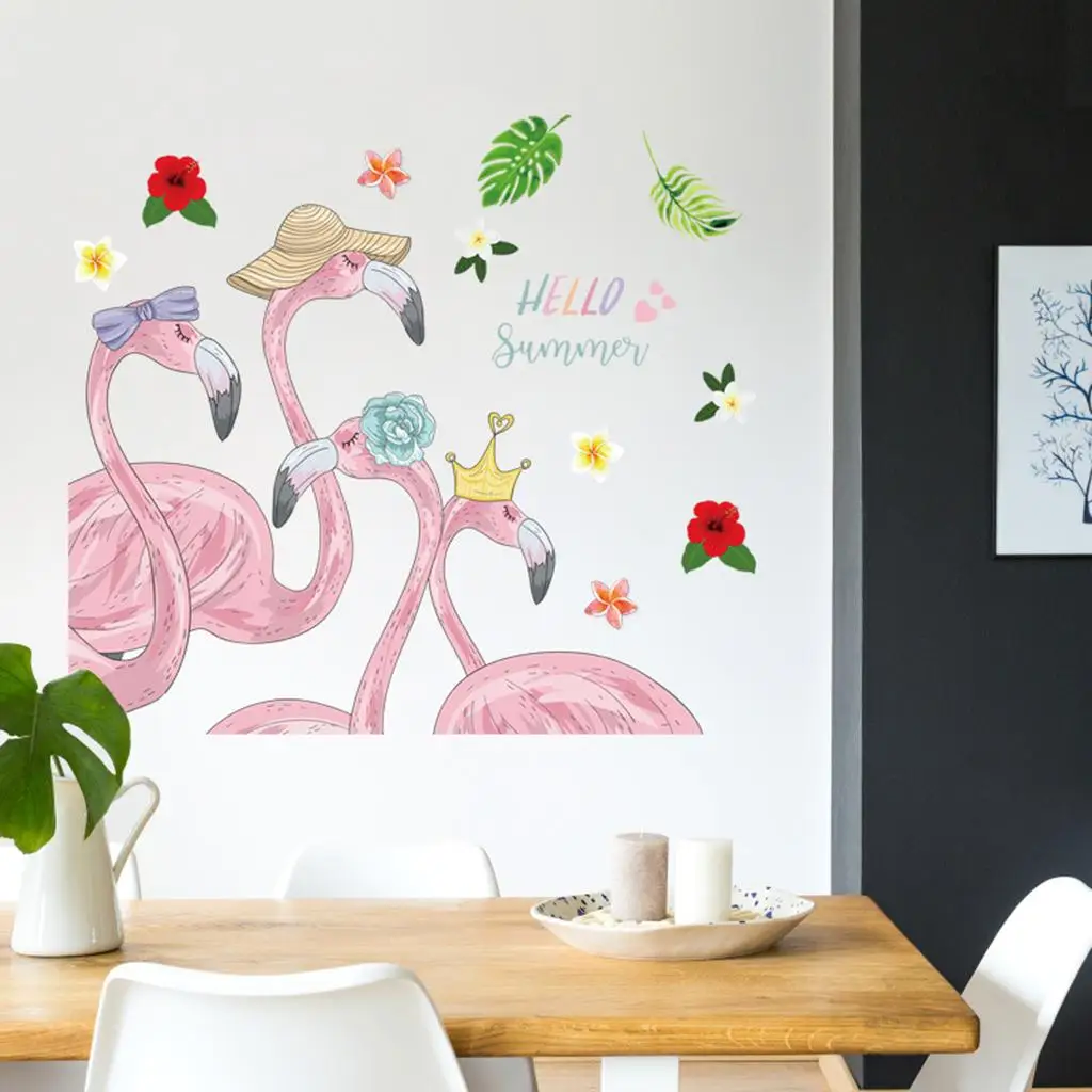 Pink Flamingo Self Wall Sticker Wall Art Poster Mural Decals DIY