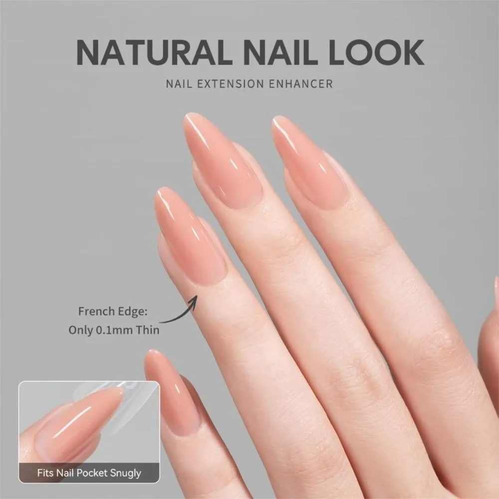 240pcs Oval Shape Sandwich Nail Forms Ultra-Thin Quick Shortening Double-Sided Fake Nails No-Trace Clear Extension Nail Tips