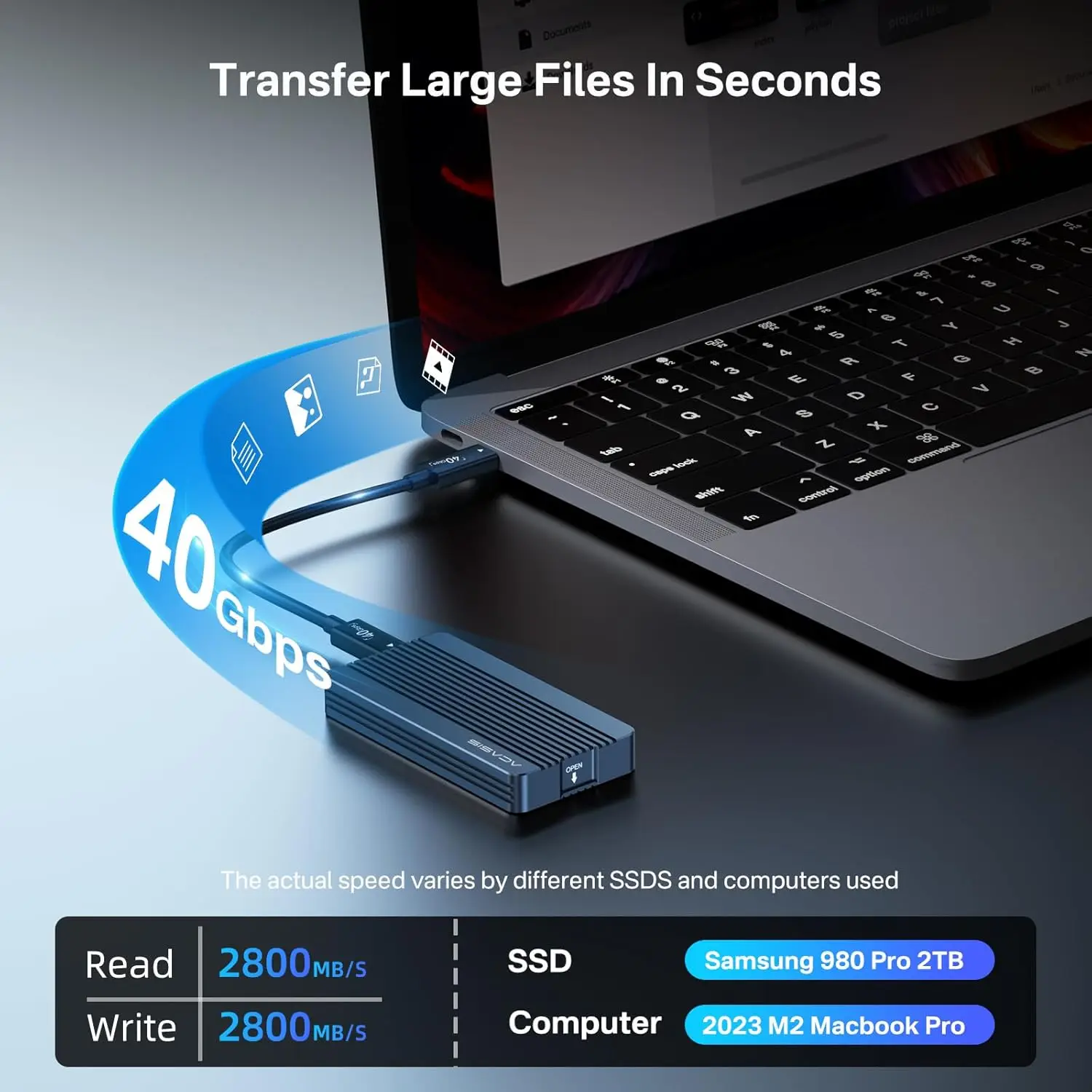Acasis 40Gbps USB4 M.2 NVMe SSDケース Thunderbolt 3/4/5対応 USB-C M2 NVME SSDエンクロージャ JHL7440 M1 M2 Pro/Max Macbook用