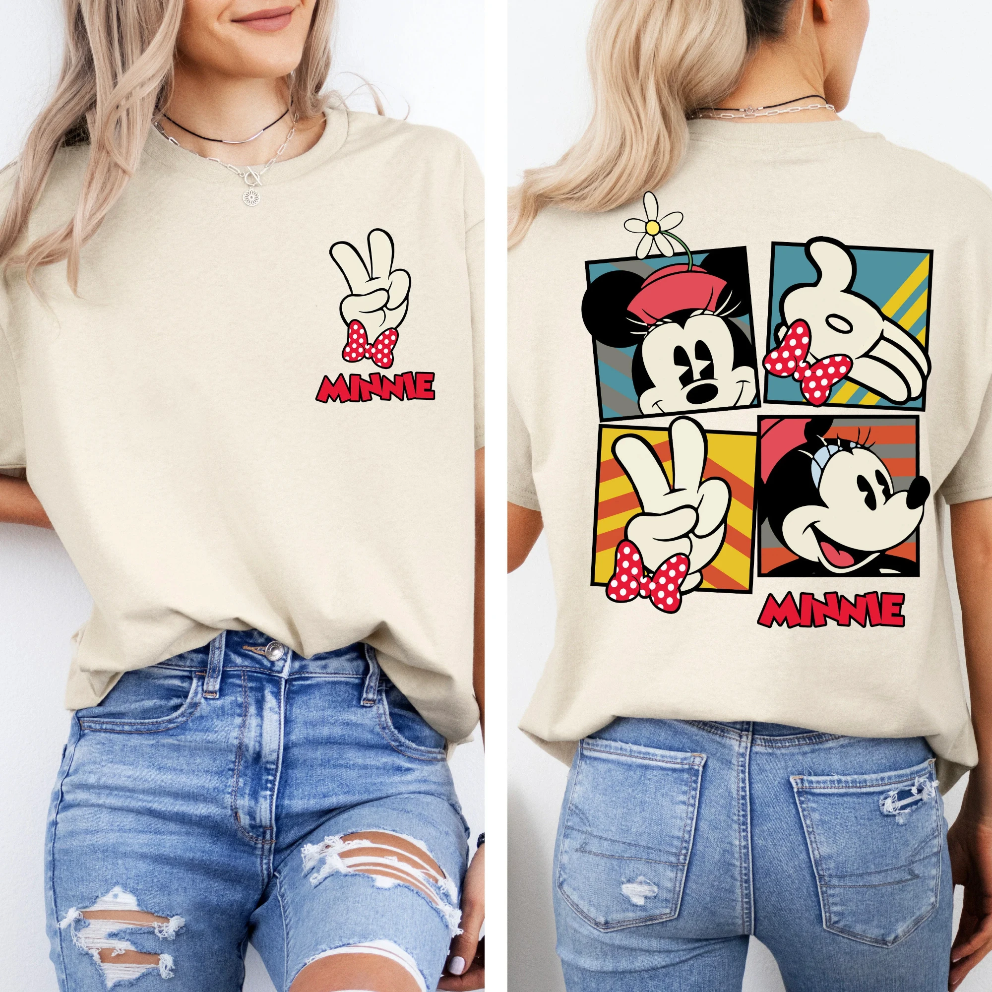 Disney Minnie Mouse T-shirt imprimé hommes et femmes à manches courtes garçons vêtements famille Parent-enfant tenue enfants vêtements filles