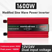 Suyeego Power Inverter Modified Sine Wave 12v 24V Dual Voltage DC to AC 220V Converter 1600W Power Transformer Solar Car Inverte