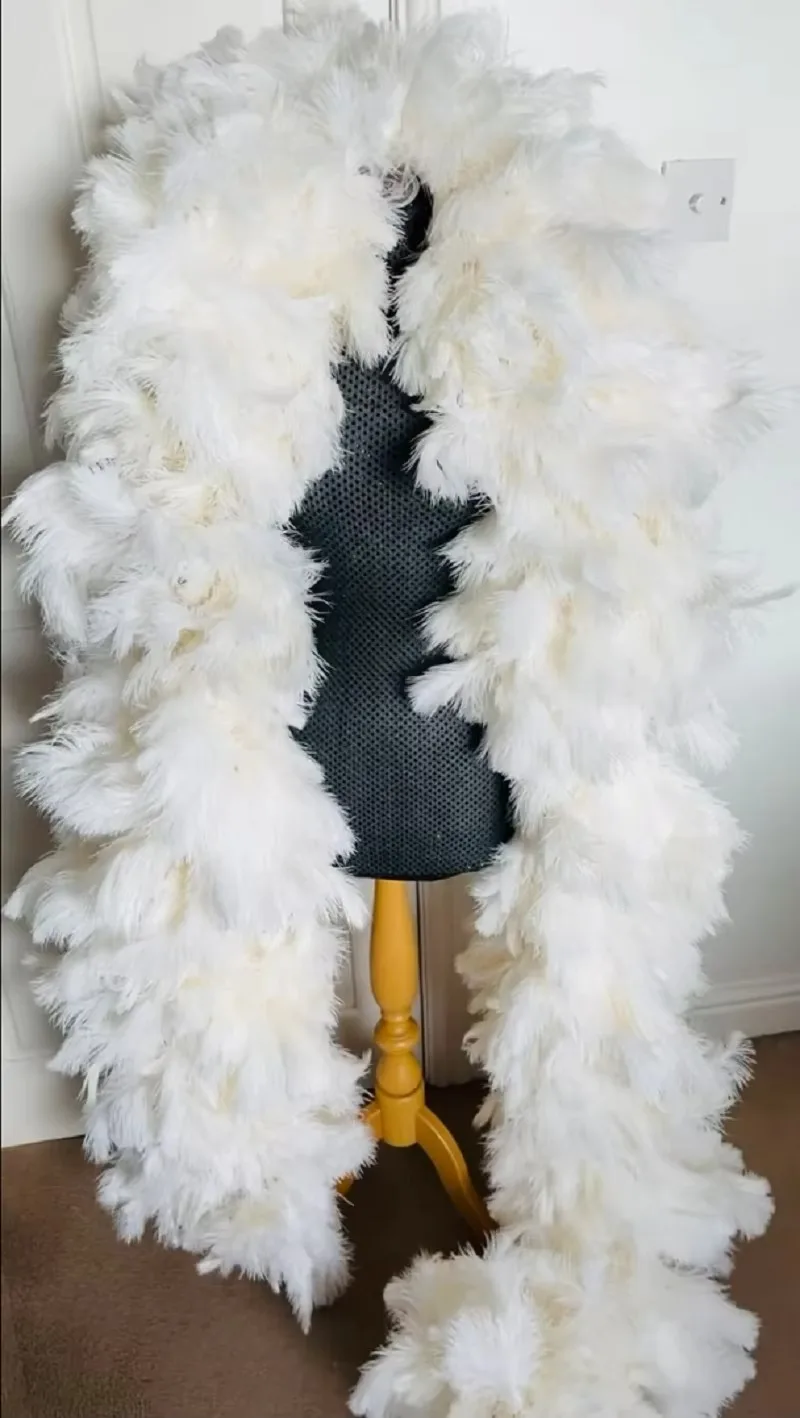 Customized Pure White Ostrich Feathers Boa The Whole 15-20cm Ostrich Plume Large Shawl Scarf Wedding Party Dress Boa Soft Fluffy