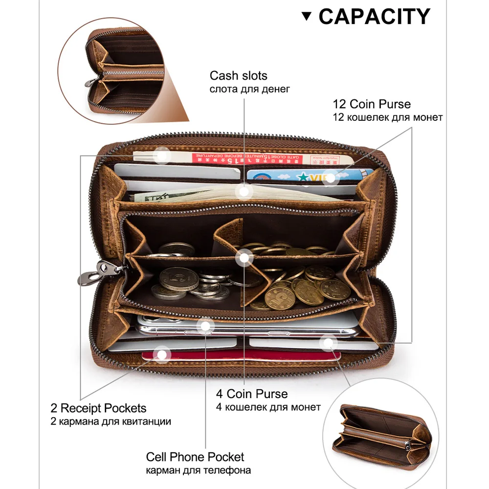 

MAGIC TALE Casual Men Wallet Long Design Card Holder Male Purse Large Capacity Genuine Leather Wallets Phone Bag Rfid Carteras