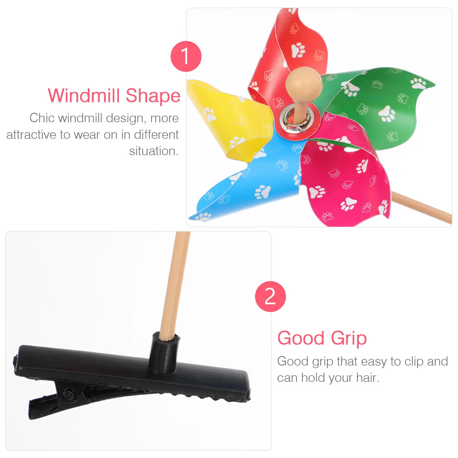 20pcs Windmill Hairpins for Kids – Colorful Pinwheel Hair Clips with Strong Grip, Perfect for Parties, Birthdays & Photos