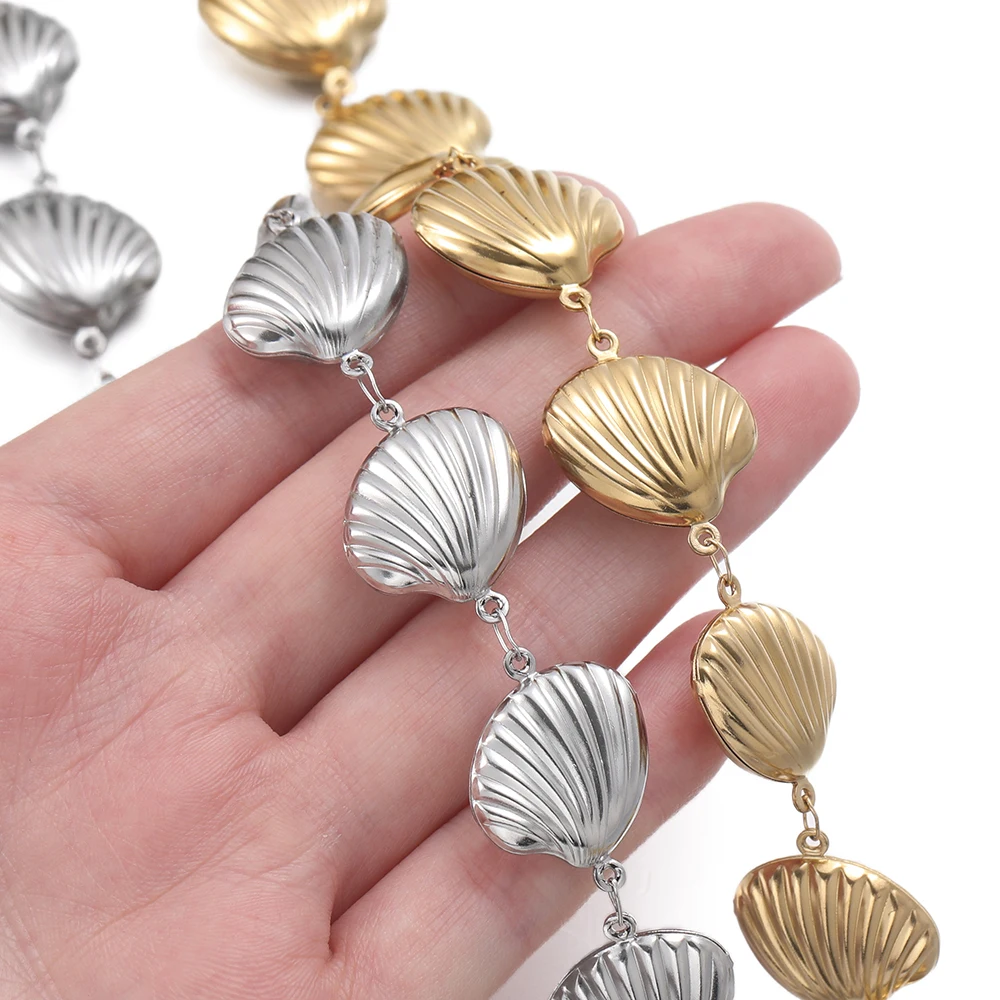 1Meter Stainless Steel Butterfly Shell Various Shape Charms Beads Chains for DIY Necklace Bracelets Jewelry Making Accessories - view 5
