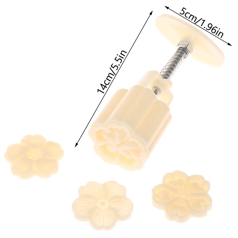 4Pcs/Set DIY Mid-Autumn Festival Cherry Blossom Mooncake Mold Flowers Sakura Pattern Stamps Hand Press Mold Plungers Pastry Tool