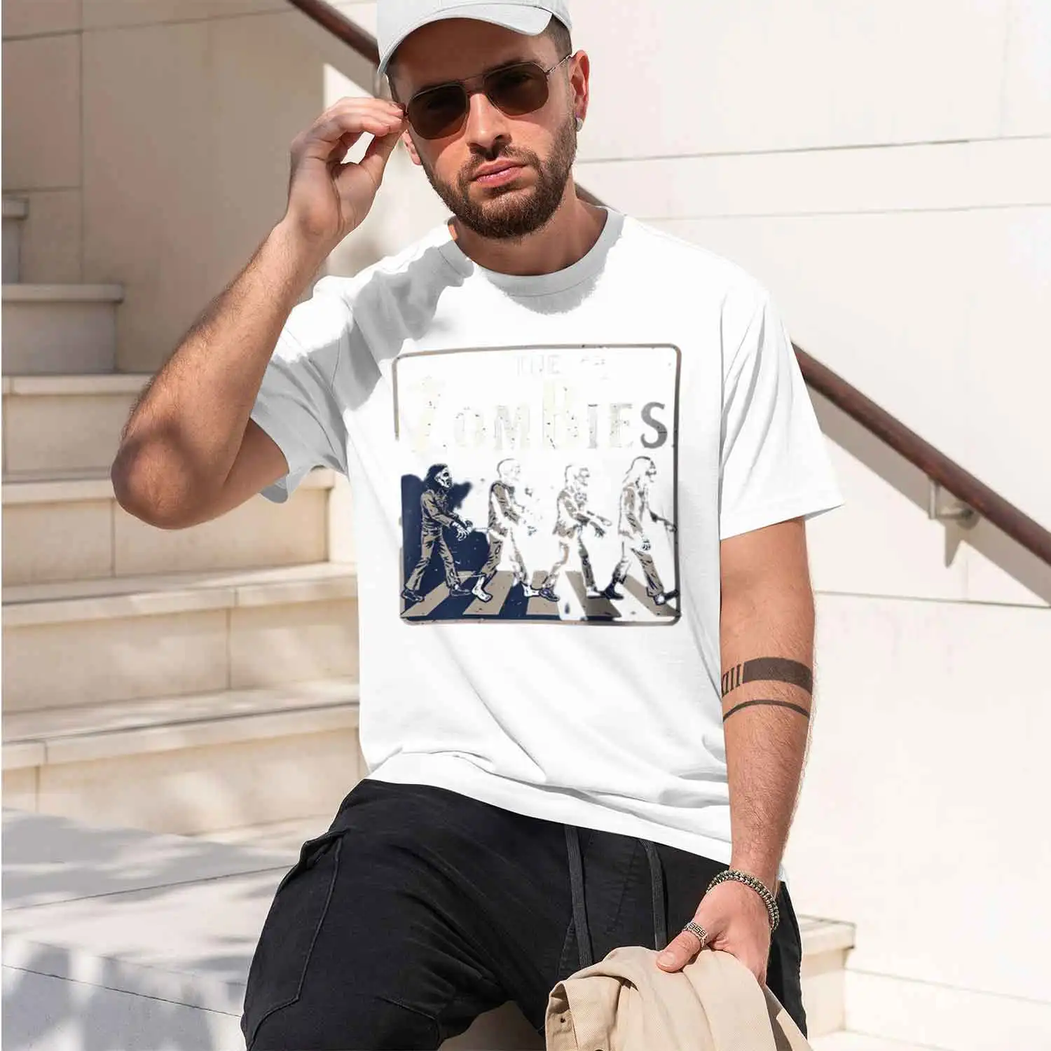 Zombie Crossing Style Printed Men's T-Shirt d Rock Retro Graph Tees for Women Tees Casl Streetwear 2026 New Model Men’s Short-sl