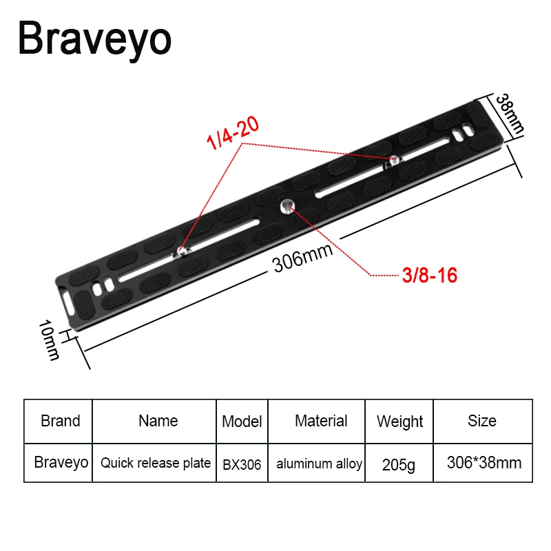 Camera Long Plate 156/206/306mm Tripod Ballhead Quick Release Mount Plate Stable Photography With Hanging Rope Hole For Arca