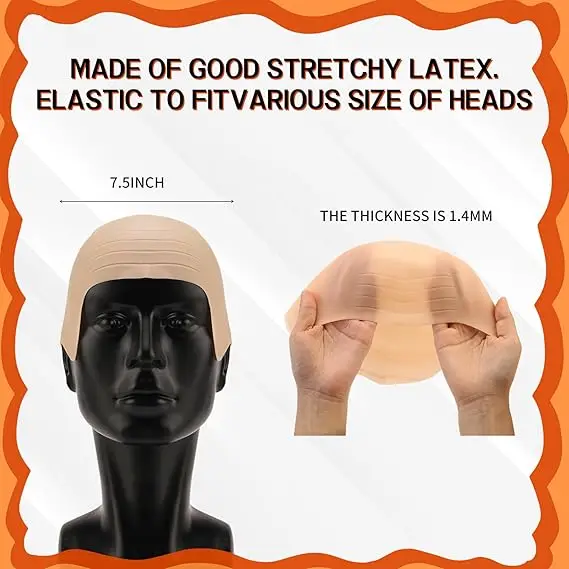 Gorro de peluca de calavera falsa sin pelo con cabeza de piel calva gruesa, disfraz de disfraz, sombrero de Cosplay para hombres y mujeres, fiesta de Halloween