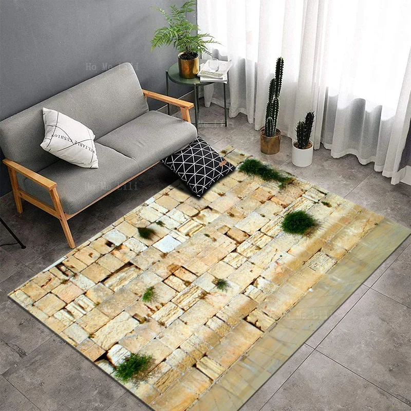 The West Wall Of The Second Temple Courtyard In Jerusalem Non Slip Flannel Floor Rugs By Ho Me Lili