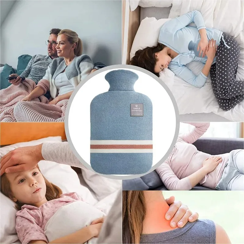 UNTIOR 1L/2L Winter Hot Water Bottle Cloth Cover Hot Water Bag For Hot and Cold Compress Warmer Bed Hand Feet Keep Warm