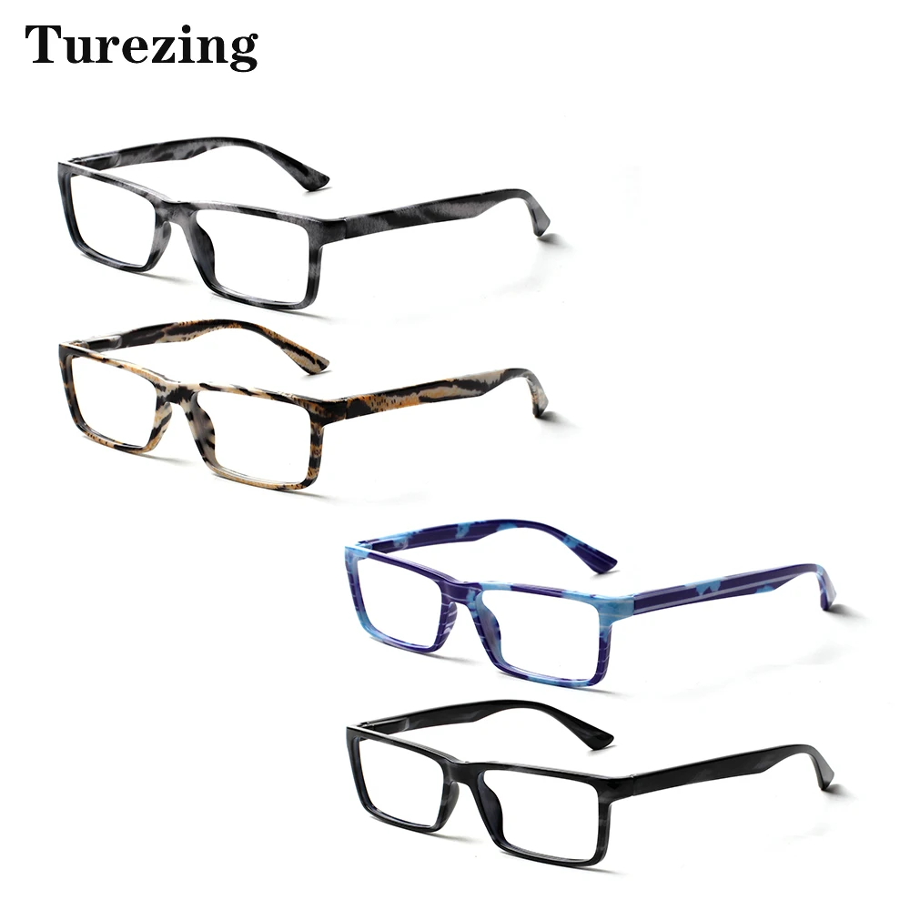 

Turezing Rectangular Frame Ladies Reading Glasses Spring Hinge Reader Eyewear For Men Eyeglasses with Pattern Print