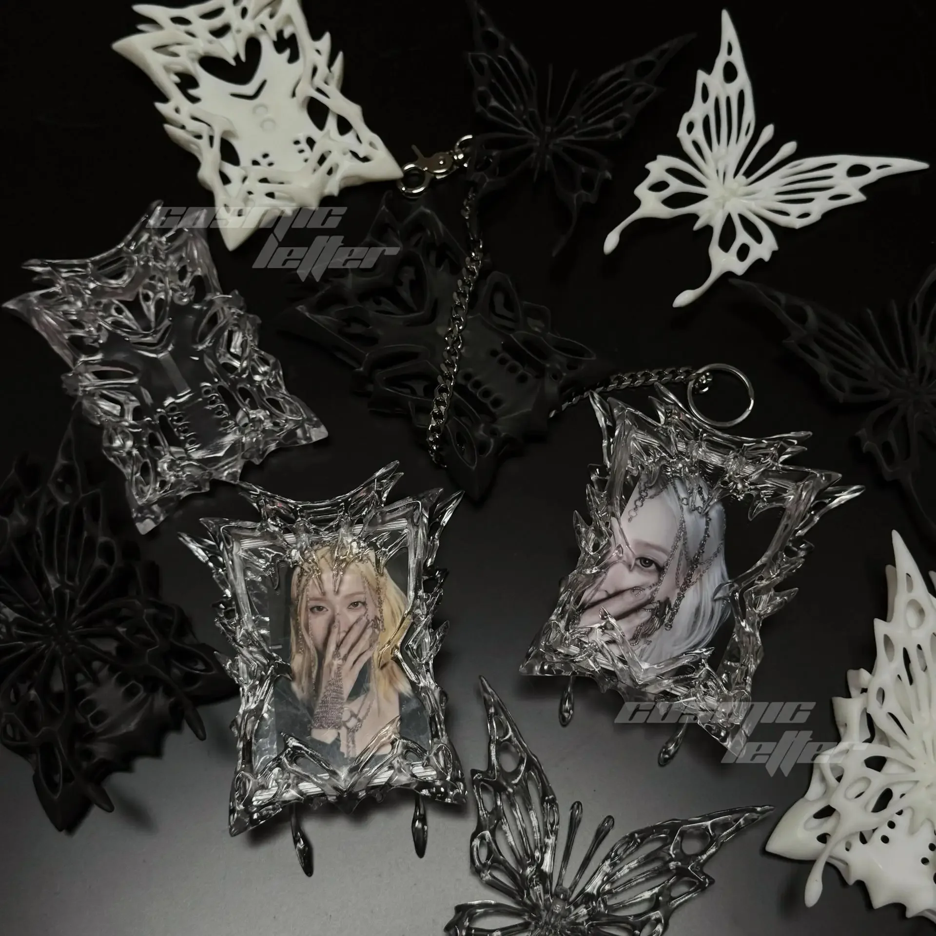 Y2k Aesthetic 3D Transparent Magnetic Butterfly Photocard Holder Kpop 3-inch Small Card Protector Advanced Sense Card Display