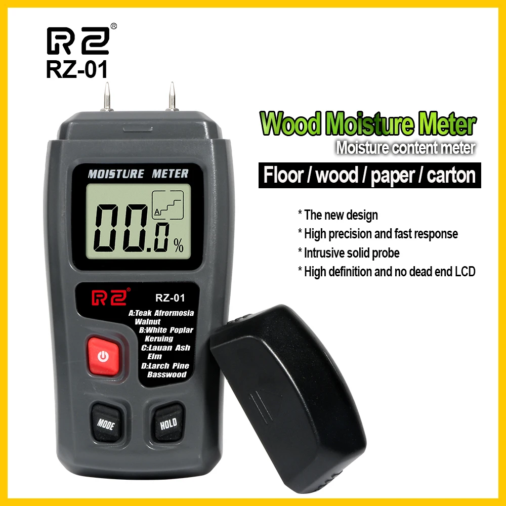 RZ Wood Moisture Meter Hygrometer Timber Damp Detector Tree Density Digital Wood Humidity Tester