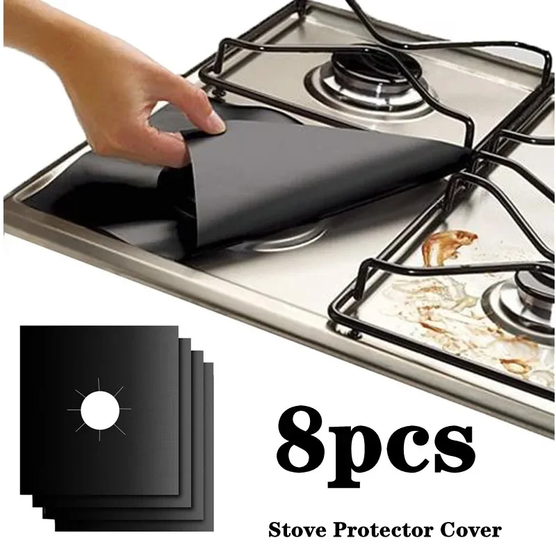 

2-8pcs Stove Protector Cover Liner Clean Mat Pad Gas Cooker Cover Washable Stovetop Protector Cover Kitchen Cookware Accessories