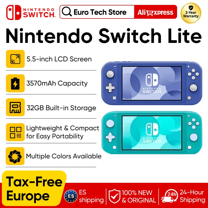 Nueva consola de juegos portátil Nintendo Switch Lite, ligera y portátil, controlador Joy Con integrado, opción — oferta en AliExpress