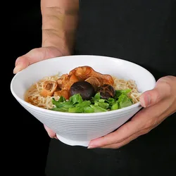 Japanese Hat Shape Bowls White Melamine Large Ramen Rice Noodle Mala Tang Bowl Restaurant Serving Dishes Porcelain Tableware