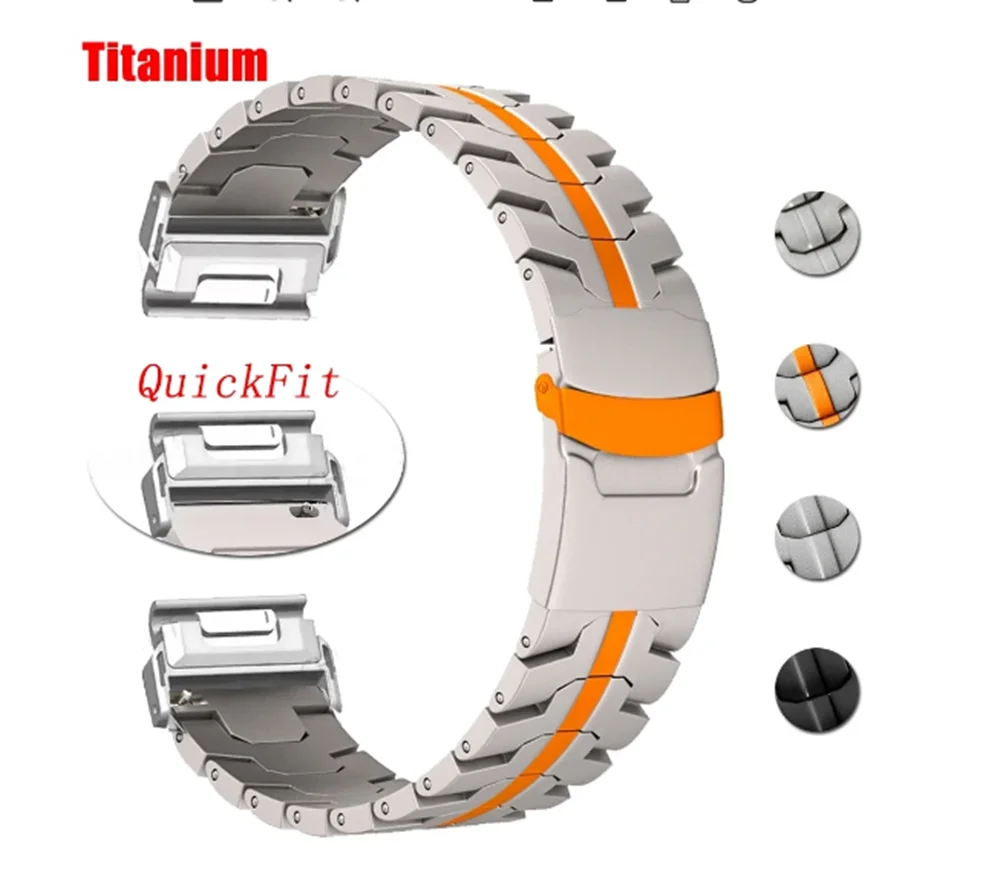 26mm Titanium Metal Strap For Garmin watch Fenix 8/5X/5XPlus/6X/6XPro/7x QuickFit Metal Bracelet Watch 3HR Tactix Epix Gen2 Band