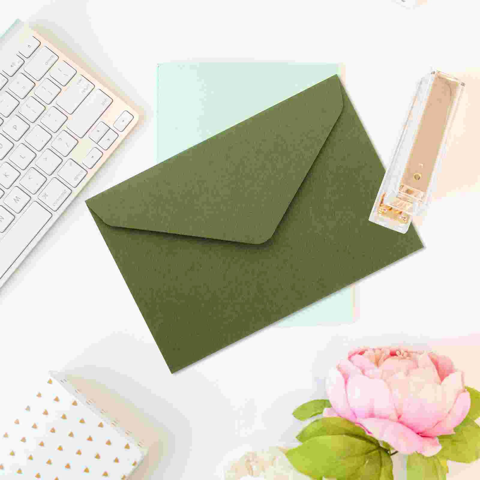 40 Pcs Retro 120g Thick Western-style Triangle Envelope Wedding Postcard Greeting (quiet Grass Green) 40pcs Cards Blank