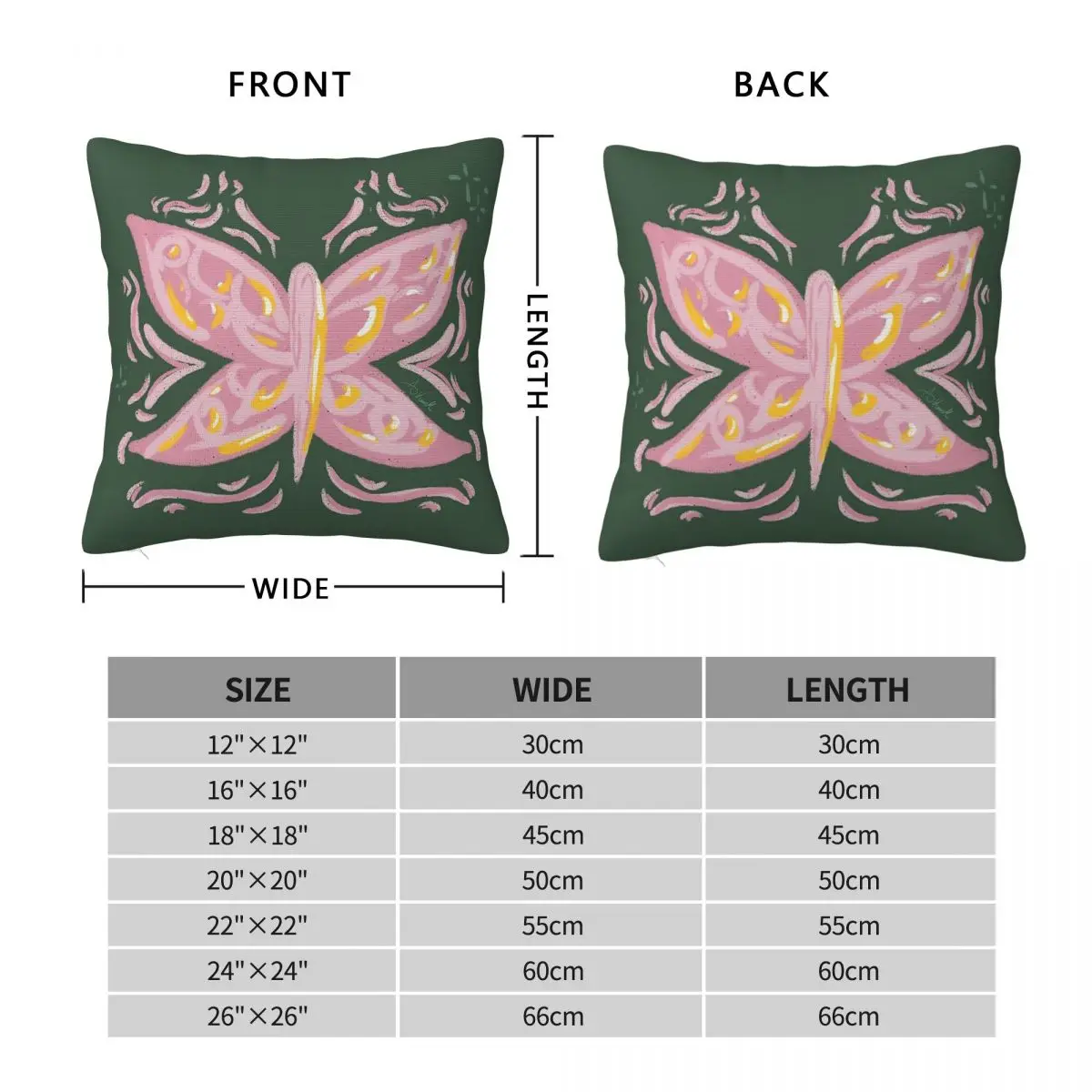 Electric Butterfly Tattoo Square Pillowcase Polyester Linen Velvet Creative Zip Decorative Pillow Case Sofa Cushion Case