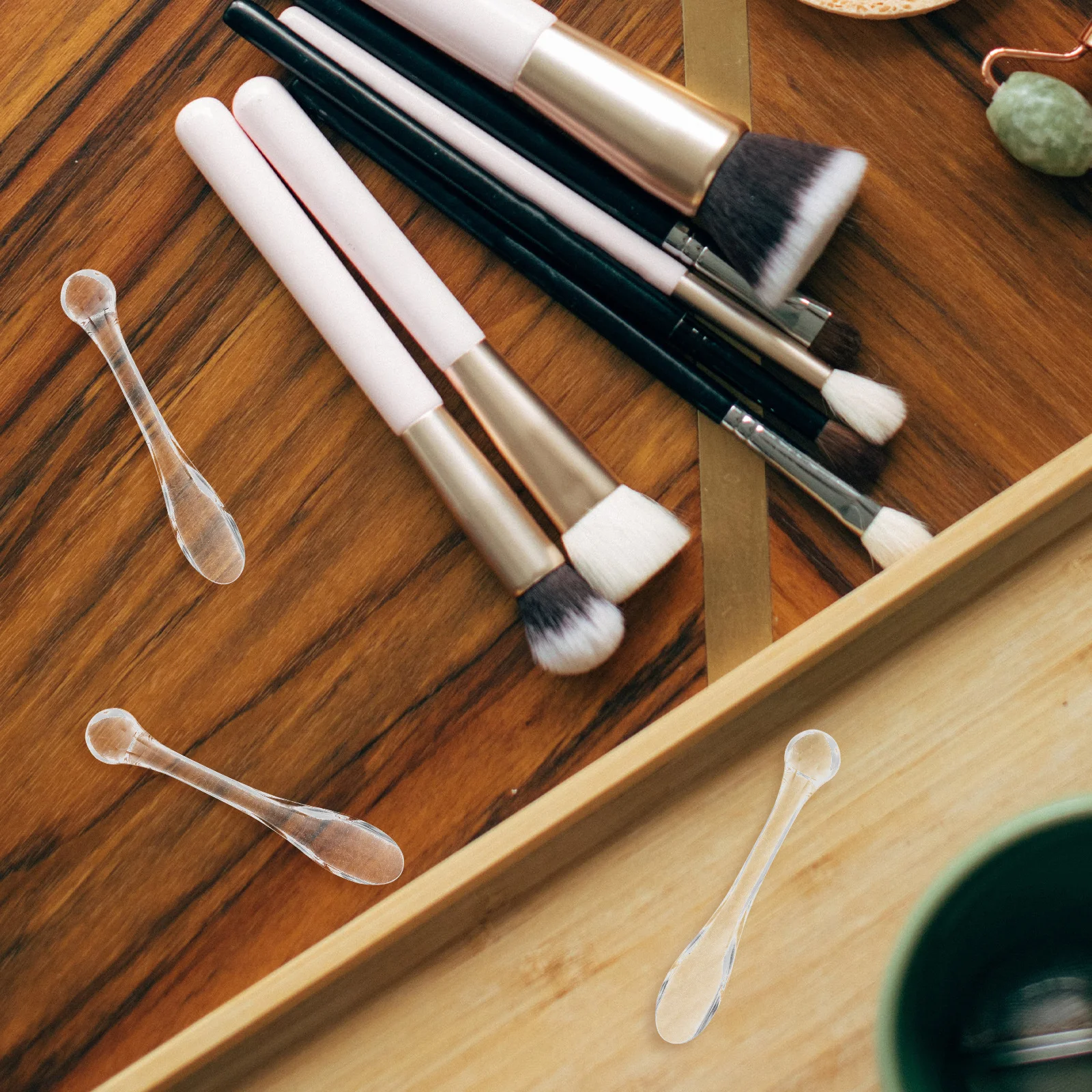 50 pezzi spatole per trucco riutilizzabili cucchiaio per la cura della pelle applicatore per crema per il viso spatola per trucco adatta ai viaggi spatola