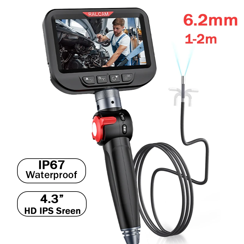 2-Way Articulating Borescope Camera with Light,4.3