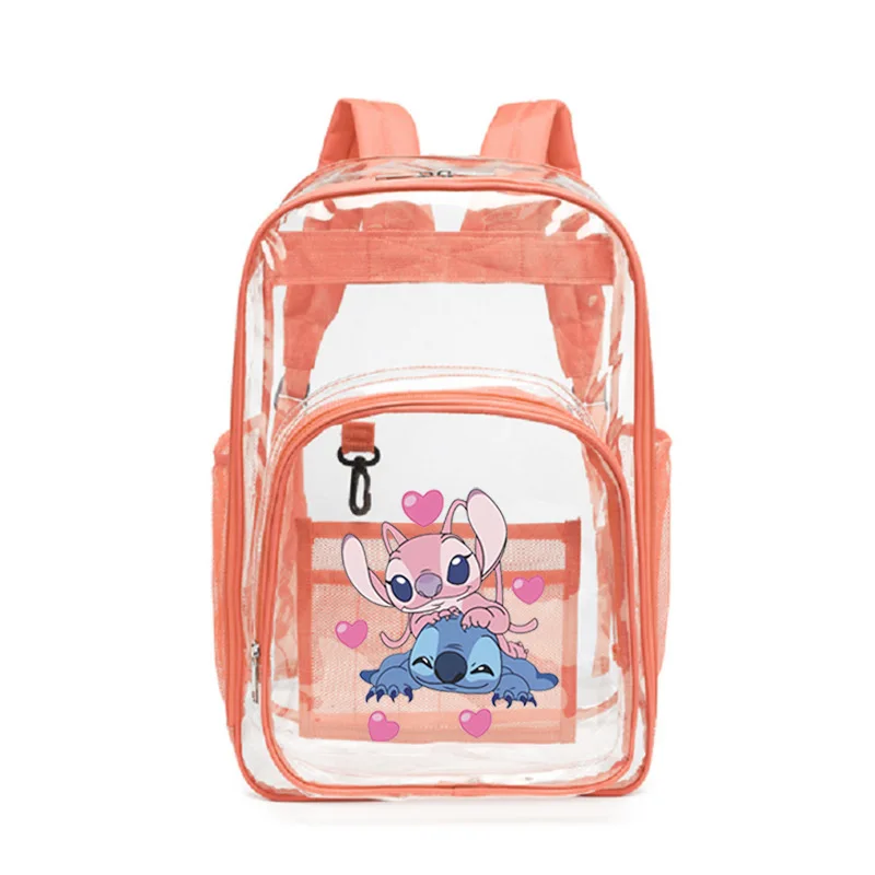 Stitch clear backpack PVC waterproof backpack American student backpack High capacity 33cm*42cm*17cm