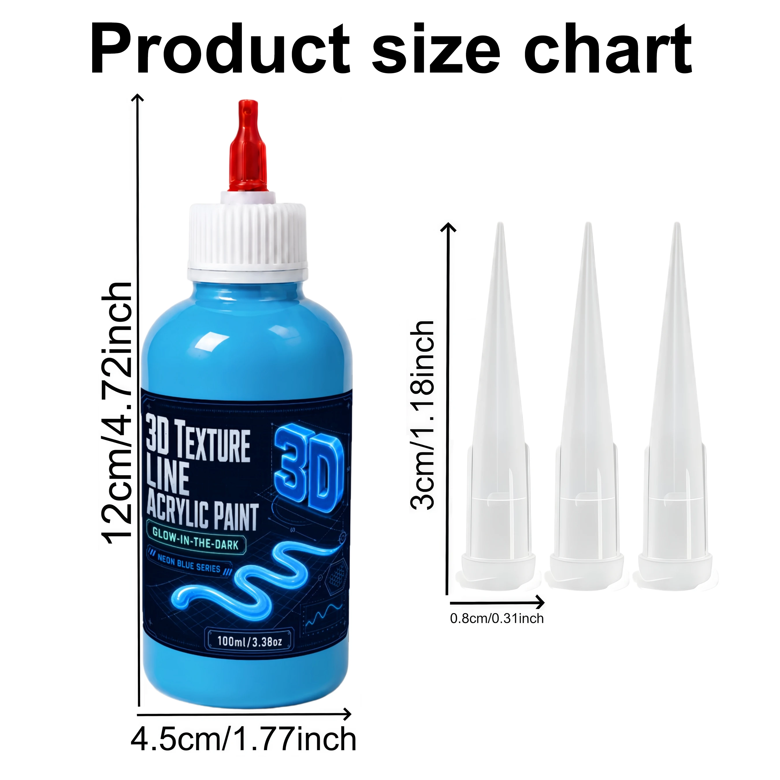 Luminous Actylic Paint Squeeze Tube viewwed100G/3.5Oz, Glow-In-The-Dark Pigment forCrafts And Art Projects, Water-Based Vibrant