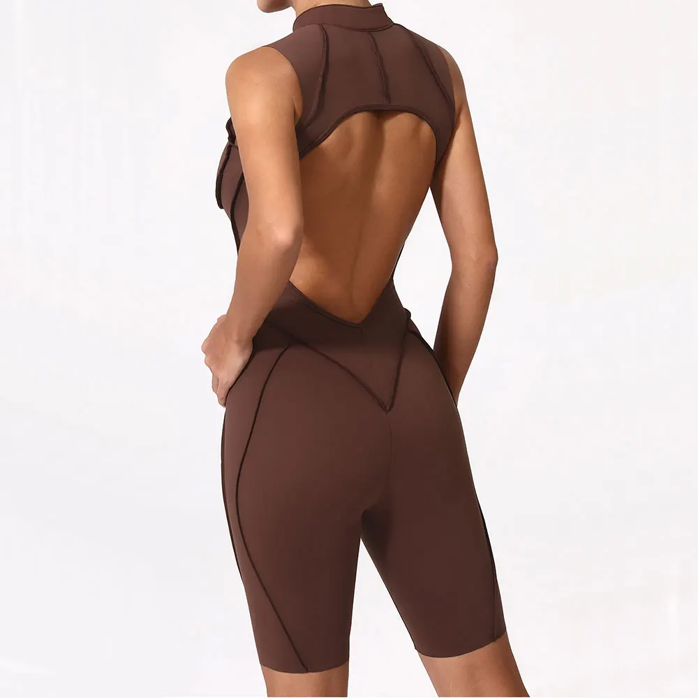 Zipper Jumpsuit Women's Fitness Suit Short Sets Sports Overalls for Woman Tracksuit Yoga Clothing Gym Workout Clothes Sportswear