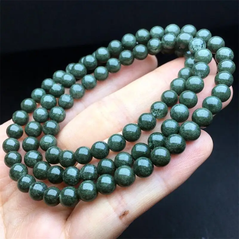 6MM Natural Green Garden Quartz Triple Circle Bracelet Handmade Women Healing Gemstone Crystal Strand Bangles Lovers Girlfriend